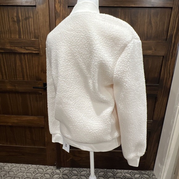 Zyia Jacket White Flying V Fleece Activewear Sherpa Full Zip Jacket Size S - Picture 2 of 11